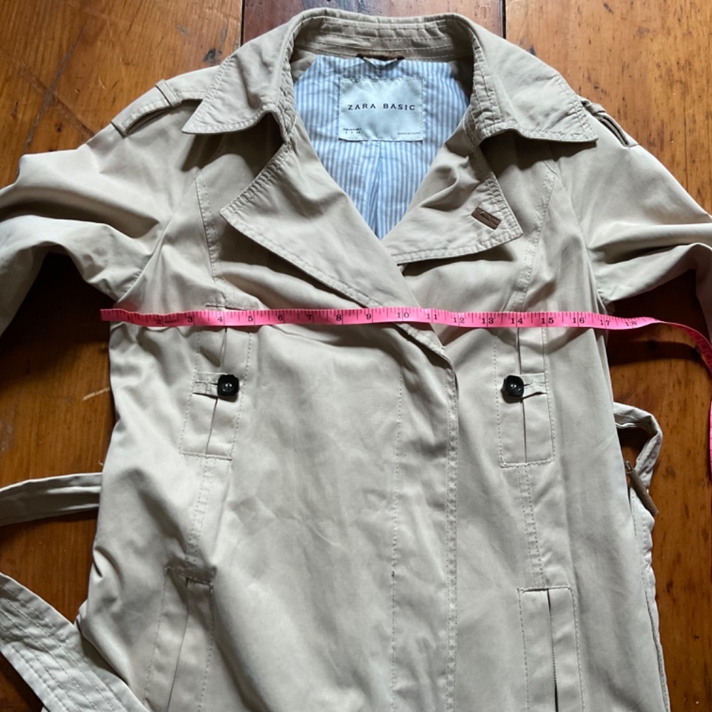 Zara Trench Coat Tan with suede accents size Small - Picture 13 of 16